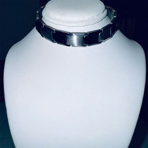 Triton Men's Two-Tone Tungsten Stainless Steel Magnetic Chain Bracelet M - Picture 4 of 10